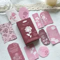 Lot de stickers roses en relief typographique série Morandi Garden dans une boîte rétro - 30 Feuilles / Prologue de Rose