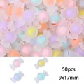 Multicolor acrylic matte candy-shaped beads with inner colored balls, 50pcs, size 9x17mm - Frosted Candy Style / 50 Pieces / Multicolor