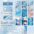 Ensemble de papier de scrapbooking esthétique thème océan avec motifs de vagues et coquillages. - Lot de 10 feuilles / Fines lignes de mer peu profonde