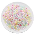 Colorful acrylic bead-in-bead set for DIY bracelets and necklaces in mixed pastel colors - Round Bead Style (Bead-in-bead) / 30g/Pack (Approx. 110 Pcs, Aperture 2mm) / Transparent Multicolor