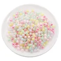 Assorted colorful acrylic round beads for DIY jewelry making in a white ceramic dish - Round Bead Style (Bead-in-bead) / 30g/Pack (Approx. 110 Pcs, Aperture 2mm) / Transparent Plated Mixed Colors