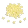 Pale yellow frosted acrylic star-in-star beads for DIY jewelry making and crafts. - Star Style / 20 Pieces/Pack (Aperture approx 3mm) / Matte Yellow