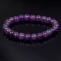 Detailed view of natural purple amethyst beaded bracelet with polished finish - Amethyst