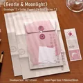 Retro-Briefpapierset in Rosa mit Umschlag, Papier und Aufklebern für Geschenke - Sanftheit und Mondschein / 1 Umschlag + 2 Briefpapiere + 3 Aufkleber