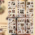 6 sheets of vintage PET landscape transfer stickers for scrapbook decoration - Golden Years