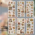 Vintage PET transfer stickers for journaling with retro floral and girl motifs - Echoes of Yesterday