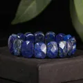 Natural blue lapis lazuli faceted bead bracelet featuring 11x15mm stones for couples - 11x15mm Faceted Bar / Lapis Lazuli