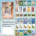 30-piece artistic landscape postcard set for wall decor and messages, 93x143mm - This Little Fish Cares / 30 Sheets