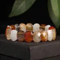 Natural multi-color faceted stone beaded bracelet 11x15mm handmade jewelry gift - 11x15mm Faceted Bar / Natural Red