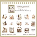 Coffee-themed PET sticker pack for DIY scrapbooking, 15 vintage character designs - Coffee Fragments / 15 Pieces/Pack