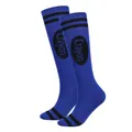 Vibrant blue Crayon knee-high socks featuring black stripes for costume party outfits - Oval Print Style / Sapphire Blue