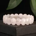 Elegant 11x15mm natural faceted rose quartz stone beaded hand row bracelet for women - 11x15mm Faceted Bar / Rose Quartz