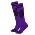 Purple crayon themed knee-high socks with black stripes for costume party outfits - Oval Print Style / Purple