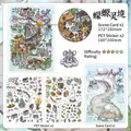 DIY scenery stickers set with PET sticker sheets and background cards for journals - Salamander Spirit Realm