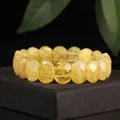11x15mm faceted yellow natural stone bead bracelet in a minimalist and elegant style - 11x15mm Faceted Bar / Citrine