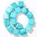 Detaillierte Nahaufnahme von 10 mm quadratischen Amazonit-Natursteinperlen für DIY-Schmuck - 10mm (16-17 Stück) / Hellblau