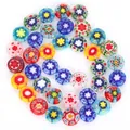 Detail view of 10mm colorful Millefiori glass beads arranged in a heart shape for DIY - 10mm / Ancient Multi-flower Lampwork