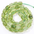Close-up detail of 8x9mm green phantom crystal hexagonal barrel beads for DIY jewelry - Hexagonal Barrel Bead (s4159) / 37-40 Pieces/Pack / Olivine Crystal