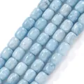 Detail of 8x12mm light blue barrel-shaped aquamarine stone beads for DIY jewelry - Aquamarine Jade (s4155) / 8x12mm Cylinder About 33-35 Pieces / Light Blue