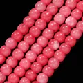Macro detail of 10x8mm pink barrel stone beads showing natural textures for jewelry diy - Old-Style Barrel Beads / 10x8mm (approx 45 Pieces/Pack) / Rhodochrosite