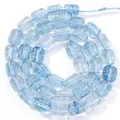Detailed macro view of 8x9mm light blue translucent hexagonal barrel crystal beads - Hexagonal Barrel Bead (s4159) / 37-40 Pieces/Pack / Blue Topaz