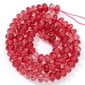 Macro view of 5x8mm red translucent crystal abacus beads for DIY necklace making - 5x8mm Approx 77-82 Pieces / Red