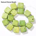 Natural 10mm square grooved green jade stone loose beads for DIY jewelry crafts - 10mm (16-17 Pieces) / Spring Green