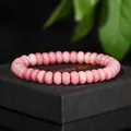 Elegante roze kristallen armband met platte kralen op een luxe zwarte sieradendoos - Donkerrood Patroon Stijl / 19cm (5x8mm Kralen)