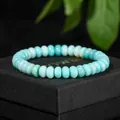Turquoise abacus kraal kristallen armband op een zwarte getextureerde sieradendoos - Amazoniet Kleur Stijl / 19cm (5x8mm Kralen)