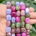 Gros plan de perles de pierre naturelle irrégulières de 8x12mm pour bijoux DIY. - 8x12mm Environ 30 Pièces / Jade Tourmaline Coloré Optimisé