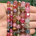 Close-up detail of faceted colorful dragon vein cube beads for DIY jewelry making. - Multicolor Dragon Vein Cube Style / 6mm (Approx 63 Pcs/Strand)