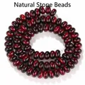 Detail view of 5x8mm dark red abacus-shaped tiger eye glass beads for DIY - 5x8mm Abacus Beads (Approx 75-80 Pieces) / Red & Black