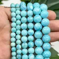 Perle tonde in pietra naturale azzurro da 6mm 8mm e 10mm per la creazione di gioielli DIY - Azzurro