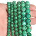 Perle tonde in pietra naturale verde in dimensioni 6mm, 8mm, 10mm per gioielli fai da te - Verde scuro