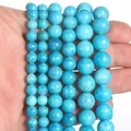 Perle tonde in pietra naturale celeste per la creazione di gioielli e braccialetti - Blu lago