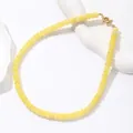 Gele natuurstenen kralenketting met vergulde koperen sluiting voor uniseks gebruik - 39cm+5x8mm Kraal / Gele Bijenwas Jade