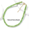 Natuurlijke groene stenen kralenketting met elegante gouden koperen sluiting, 5x8mm - 39cm+5x8mm Kraal / Groene Jade