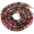 Filo di perle ovali di tormalina naturale multicolore per gioielli fatti a mano fai-da-te - perline di abaco / 2x4mm / Multicolore