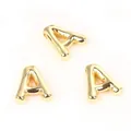Detailed close-up of 20mm gold puffy copper letter A beads for DIY jewelry design - Letter A / 2 Pcs/Set