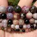 Macro detail of natural colorful tourmaline round beads for jewelry DIY making material - 4mm Tourmaline