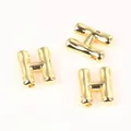 Detail view of 20mm gold copper H-letter beads with bamboo texture for DIY jewelry. - Letter H / 2 Pcs/Set