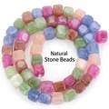 Dettaglio di perline cubiche in tormalina naturale multicolore per gioielli fai-da-te - Perline Quadrate Ottimizzate / 8mm / Multicolore