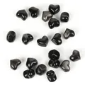 Close-up detail of 13mm heart-shaped natural black obsidian stone beads for DIY jewelry - Silver Obsidian (s4086) / 5 Pieces 13mm