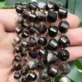 Natürliche schwarze facettierte Achatperlen für die DIY-Schmuckherstellung Zubehör - Facettierte Gedrehte Perlen / 18cm 6mm / Silberobsidian