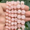 Gefacetteerde roze agaat natuursteen kralen voor het maken van handgemaakte sieraden - Facettierte Gedrehte Perlen / 18cm 6mm / Natürliche Rosenquarzfarbe