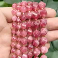 Naturrosa Achat facettierte gedrehte Rautenperlen für DIY Schmuckherstellung 6mm 8mm 10mm - Facettierte Gedrehte Perlen / 18cm 6mm / Erdbeerquarz-Jade-Farbe