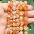 Perles d'agate cornaline naturelle facettées pour création de bijoux en tons orange - Perles Torsadées Facettées / 18cm 6mm / Agate Rouge Naturelle