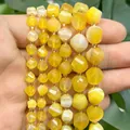 Hochwertige natürliche gelbe facettierte Achat-Rhombus-Perlen für DIY-Schmuckherstellung - Gelber Achat facettierte gedrehte Perlen / 18cm 6mm / Gelb
