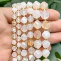 Facettierte weiße und beige Achatperlen in Diamantform für DIY-Schmuckzubehör - Weißer Achat facettierte gedrehte Perlen / 18cm 6mm / Weiß