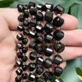 Natürliche schwarze facettierte Achatperlen für die Gestaltung von DIY-Schmuckprojekten - Schwarzer Achat facettierte gedrehte Perlen / 18cm 6mm / Schwarz